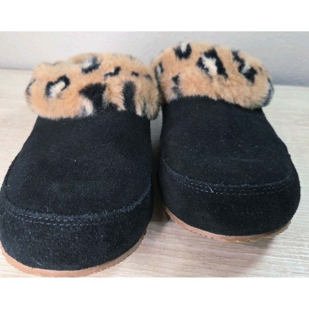 Sorel Leopard Sherpa Slipper Shoes Women's 7 Black Suede Indoor Outdoor House... - Picture 4 of 6
